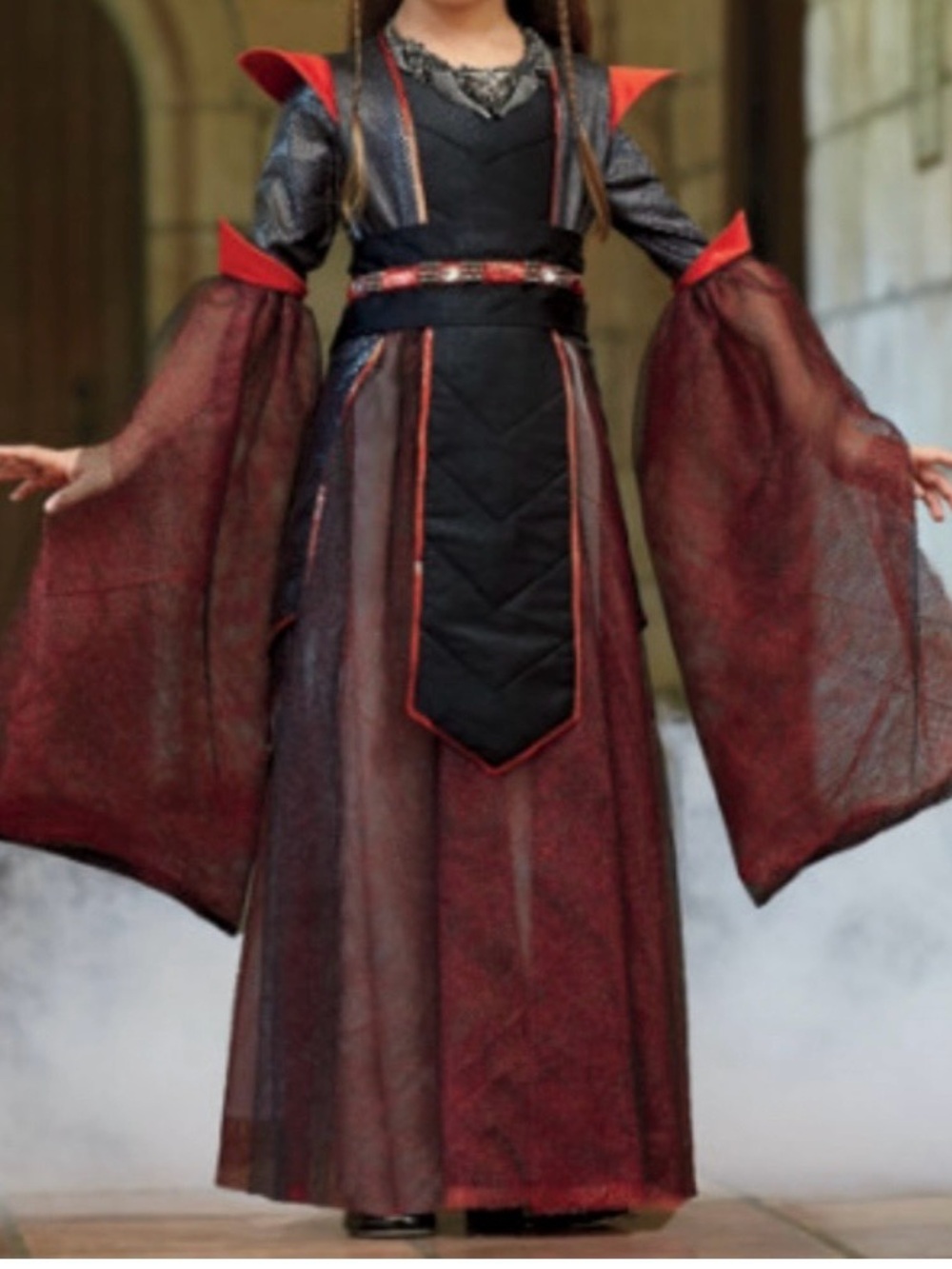 Kids Red and Black Costume with Mask - 12 Y